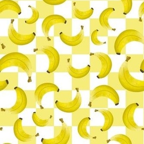 Medium Scale Bananas on Pastel Yellow and White Checkers