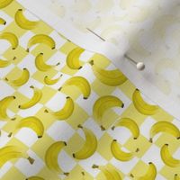Small Scale Bananas on Pastel Yellow and White Checkers