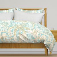 tropical lounge warm white and aqua  - L