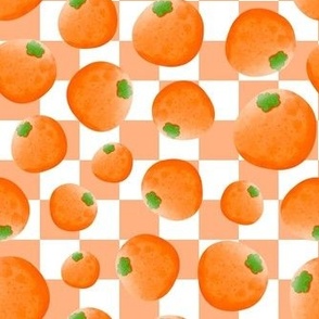 Medium Scale Oranges on Pastel and White Checkers