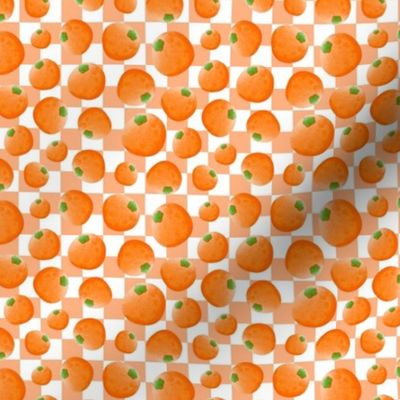 Small Scale Oranges on Pastel and White Checkers