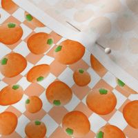 Small Scale Oranges on Pastel and White Checkers