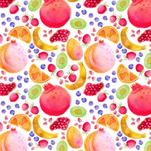 Juicy fruits in watercolour