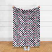 Large Scale Pink Watermelon on Navy and White Checker