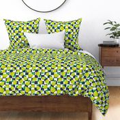 Large Scale Green Pears on Navy and White Checker