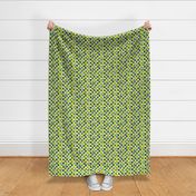 Medium Scale Green Pears on Navy and White Checker