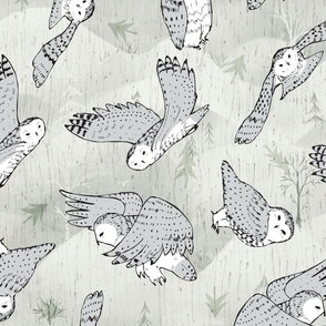 owls- finished print - green