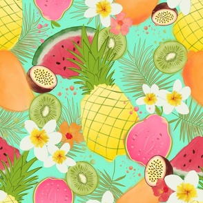Tropical Fruit Splash - large for swimwear, bathing suits and beach apparel