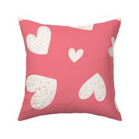 Heartfelt Doodles: Cream On Pink Valentine's Day Scribble Hearts Pattern Jumbo