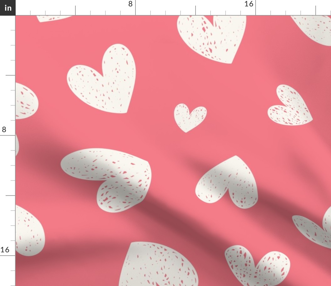 Heartfelt Doodles: Cream On Pink Valentine's Day Scribble Hearts Pattern Jumbo