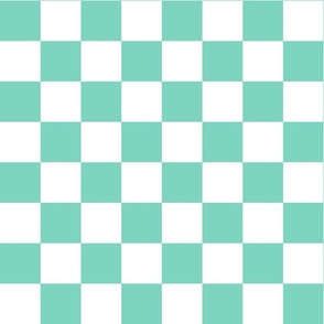 Large Scale Checkerboard in Mint and White