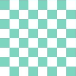 Medium Scale Checkerboard in Mint and White