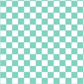 Small Scale Checkerboard in Mint and White