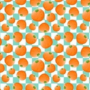 Small Scale Oranges on Mint and White Checkers