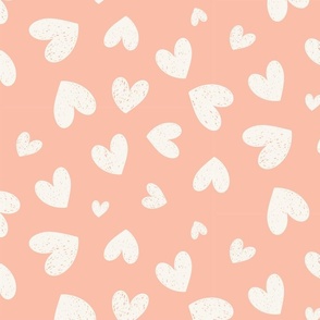 Heartfelt Doodles: Peach And Cream Valentine's Day Scribble Hearts Pattern Large