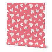 Heartfelt Doodles: Cream On Pink Valentine's Day Scribble Hearts Pattern Large