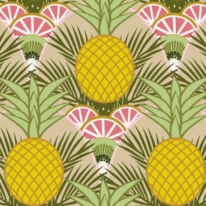 Tropical fruits pineapple kiwi grapefruit