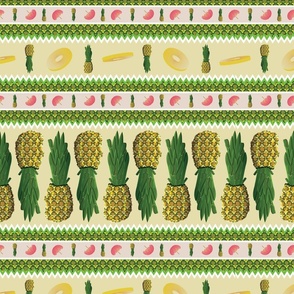 Pineapple Parade, Tropical Fruit, Horizontal Stripe, Umbrella, Pink , Yellow, Green, Multidirectional, Paradise, Vacation, Summer, Citrus— 3000, v11