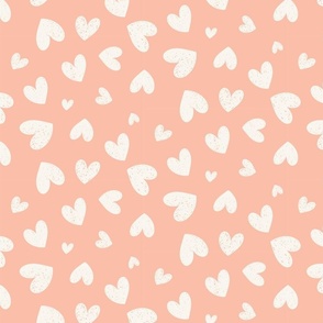 Heartfelt Doodles: Peach And Cream Valentine's Day Scribble Hearts Pattern Medium