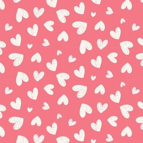Heartfelt Doodles: Cream On Pink Valentine's Day Scribble Hearts Pattern Medium