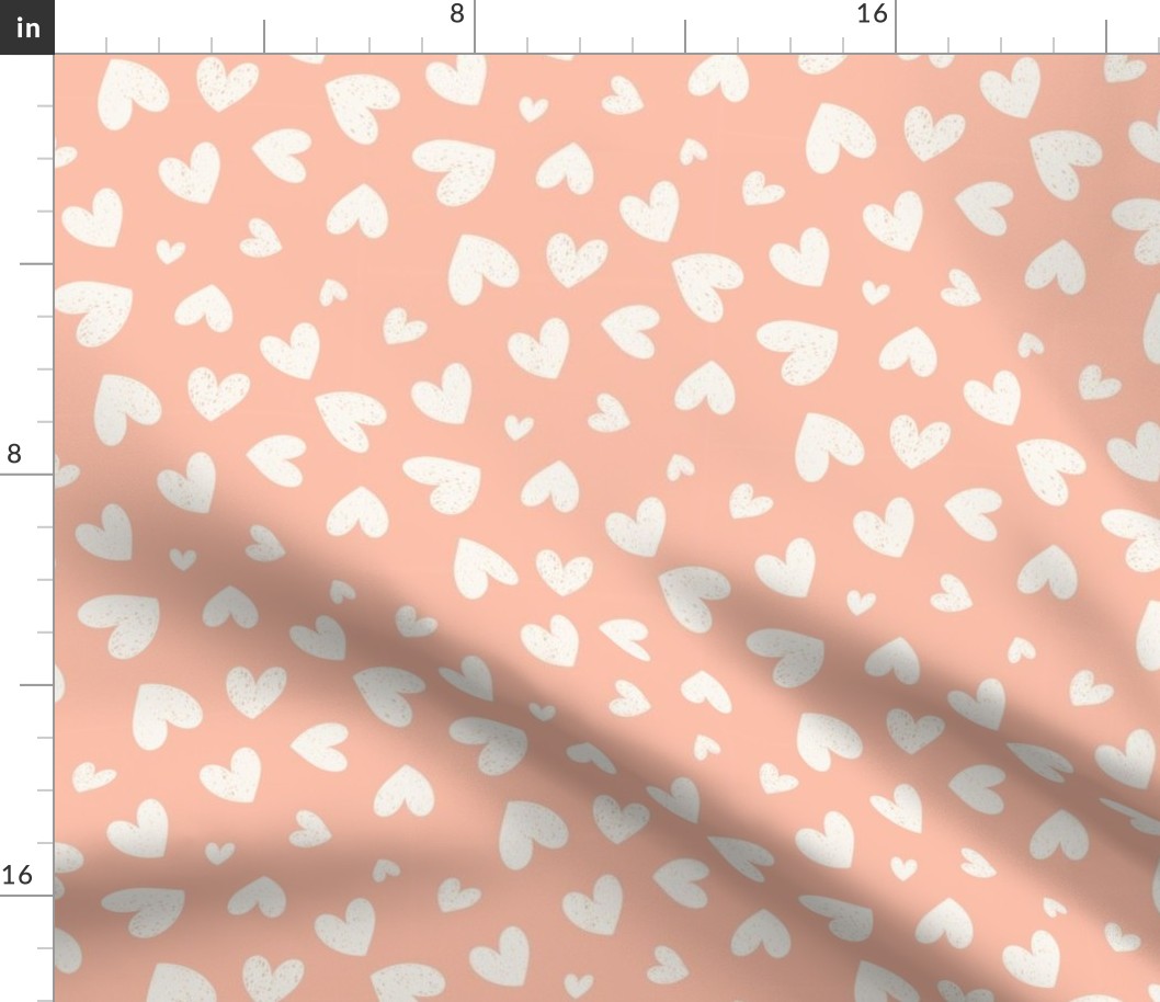 Heartfelt Doodles: Peach And Cream Valentine's Day Scribble Hearts Pattern Small