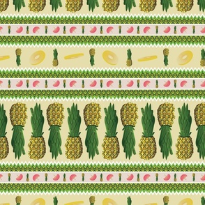 Pineapple Parade, Tropical Fruit, Horizontal Stripe, Umbrella, Pink , Yellow, Green, Multidirectional, Paradise, Vacation, Summer, Citrus; kids sheets, table linens, tablecloth, napkin, placemat—2700, v11