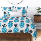 ikat pineapples navy and caribbean | large