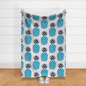 ikat pineapples navy and caribbean | large
