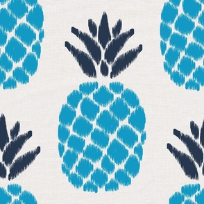 ikat pineapples navy and caribbean | large