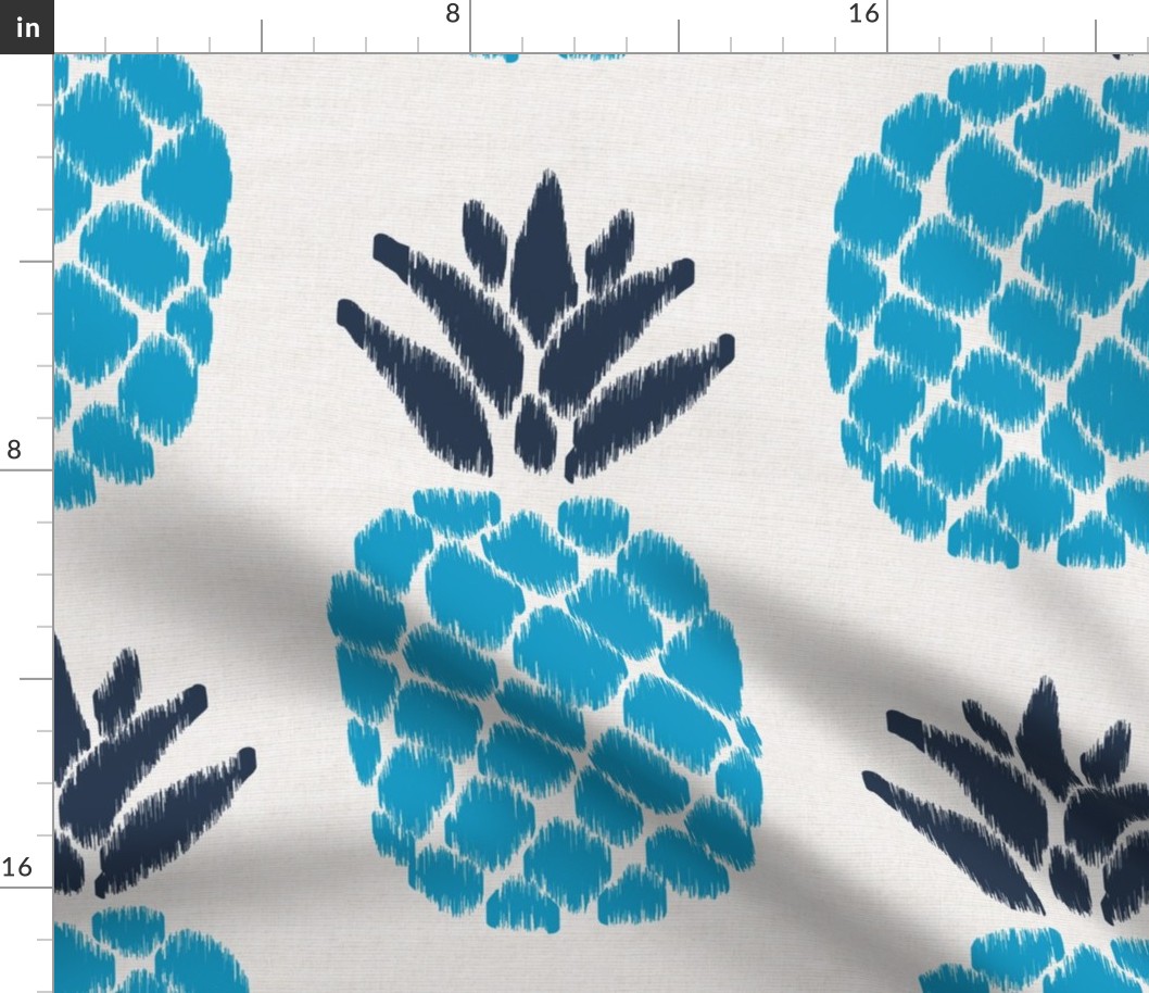 ikat pineapples navy and caribbean | large