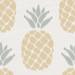 ikat pineapples in neutral colors on linen | large