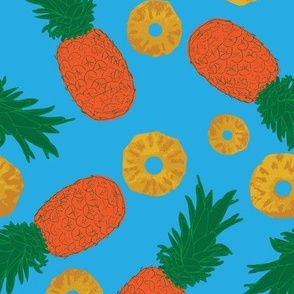 Pineapple Slices Tropical Fruits hand drawn 