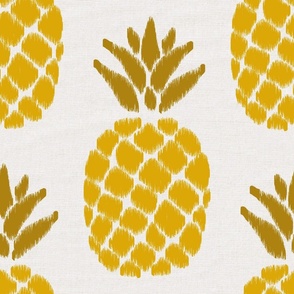 ikat pineapples in old gold and goldenrod on linen | large