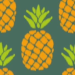 ikat pineapples in marigold and lime on pine | large