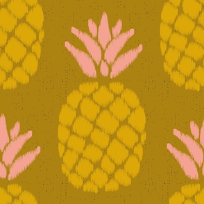 ikat pineapples goldenrod and light brown | large