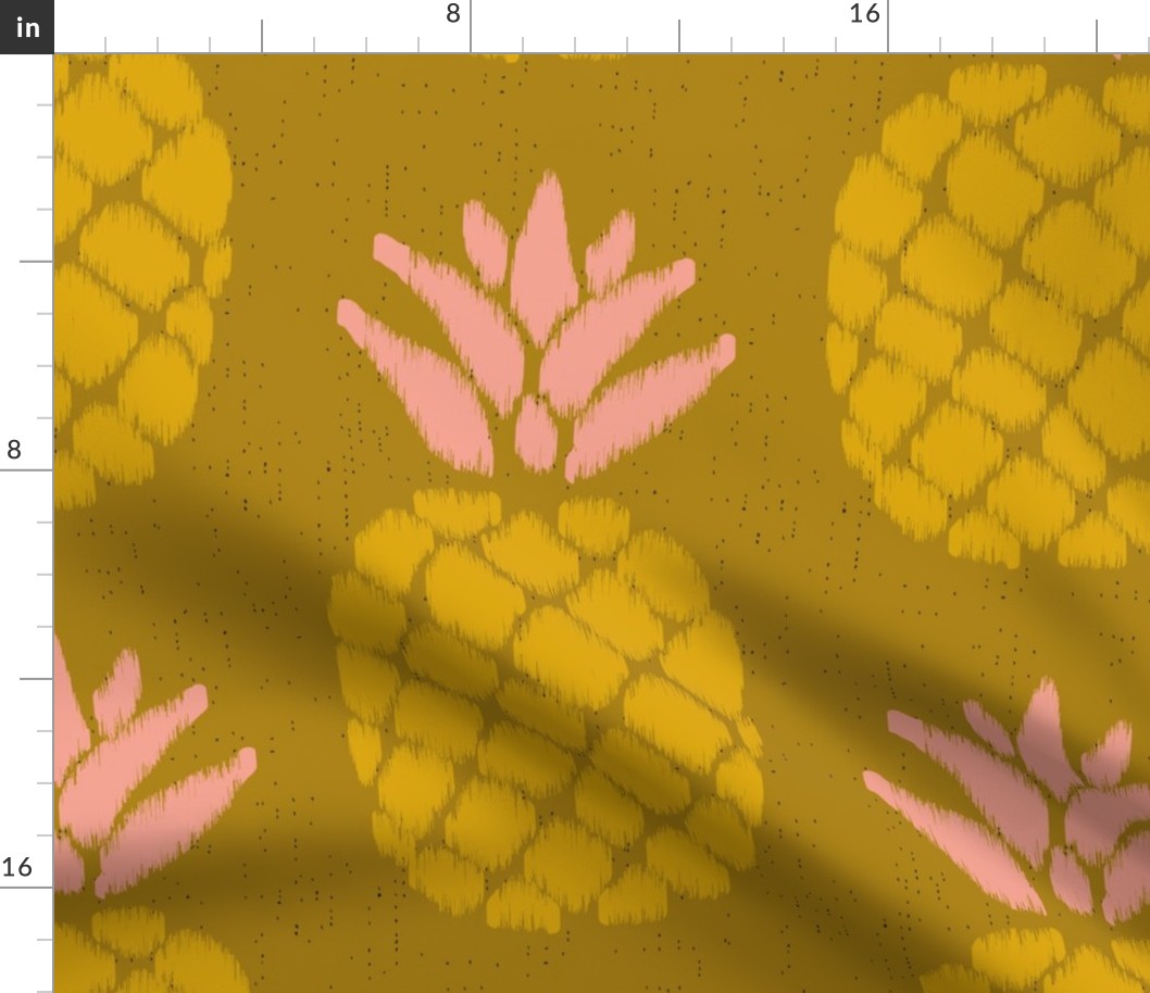 ikat pineapples goldenrod and light brown | large