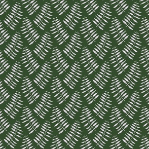 Block print fern on dark green 