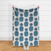 ikat pineapples lapislazuli blue on light gray texture | large