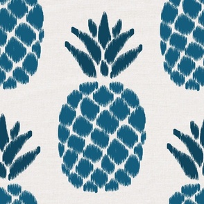 ikat pineapples lapislazuli blue on light gray texture | large