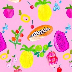 Tropical Fruit Hand Painted Scatter in Bubblegum Pink
