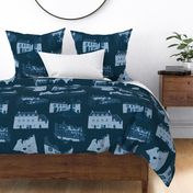 JUMBO - Culross Palace, Scotland - 17th Century Village - Large Scale in Navy Blue