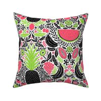 Neon Pop Tropical Fruits - pink and green - medium