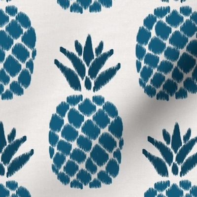 ikat pineapples lapislazuli blue on light gray | medium