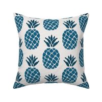 ikat pineapples lapislazuli blue on light gray | medium