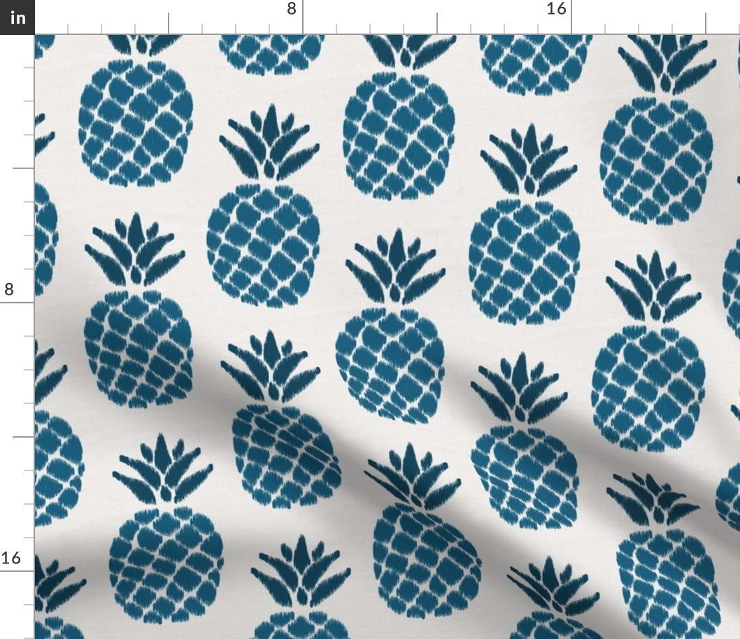 ikat pineapples lapislazuli blue on light gray | medium
