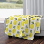 ikat pineapples lemon lime and sage on linen | medium