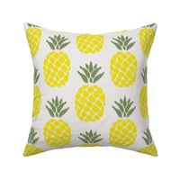 ikat pineapples lemon lime and sage on linen | medium