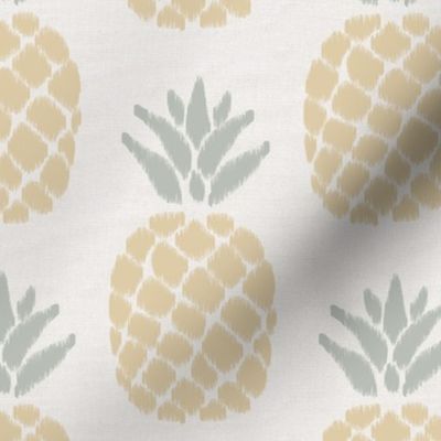 ikat pineapples in neutral colors on light gray | medium