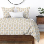 ikat pineapples in neutral colors on light gray | medium