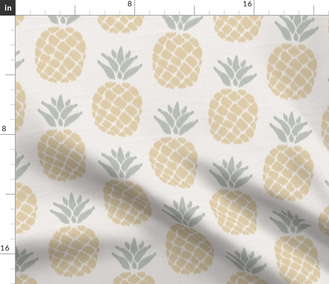 ikat pineapples in neutral colors on light gray | medium